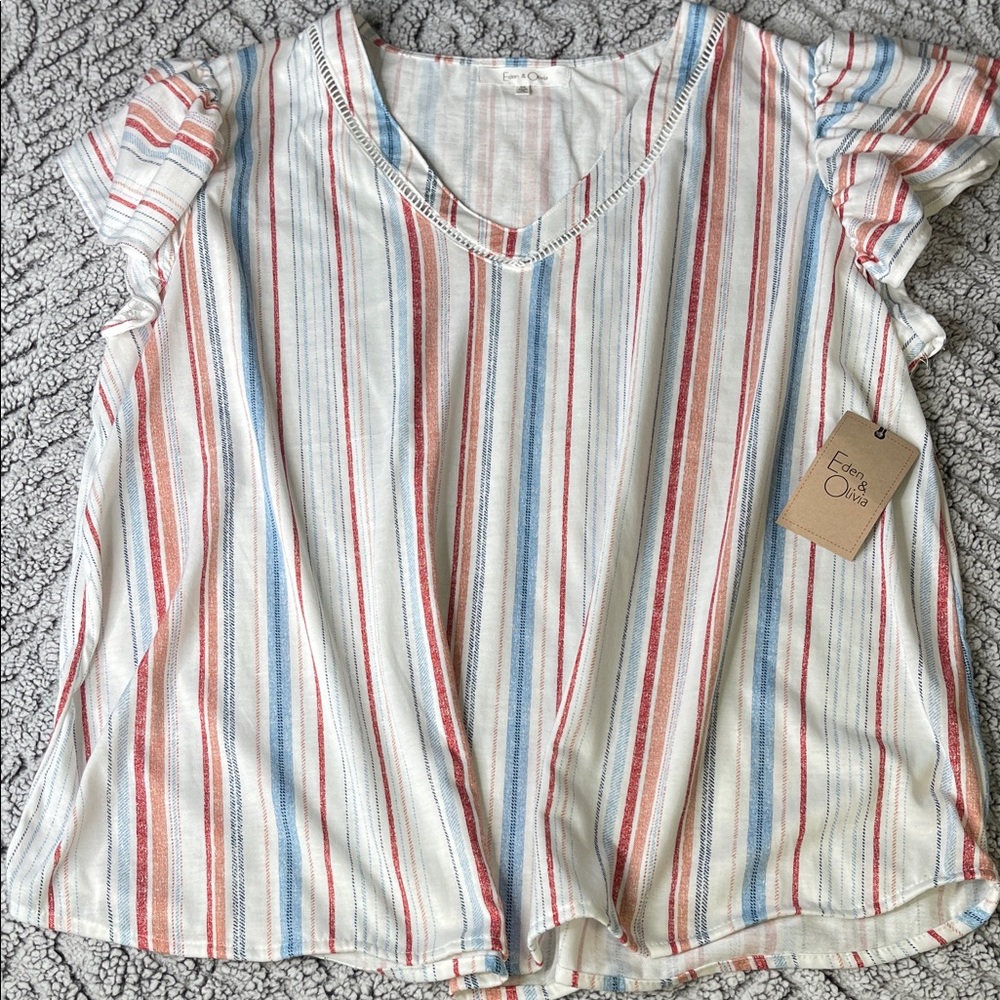 Eden & Olivia Kids Striped Blouse - Red, Blue, White